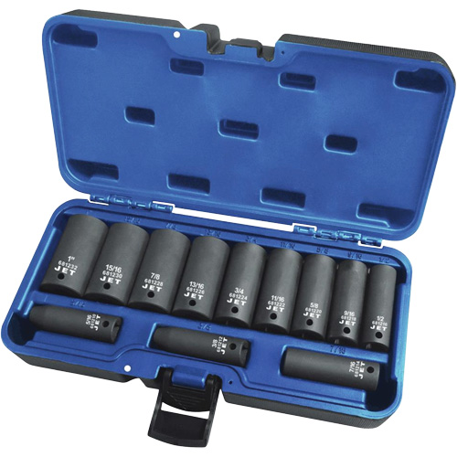 PS1238D Jeux - douilles, 12 Mcx, Chocs, Prise de 3/8", Profond Fastek