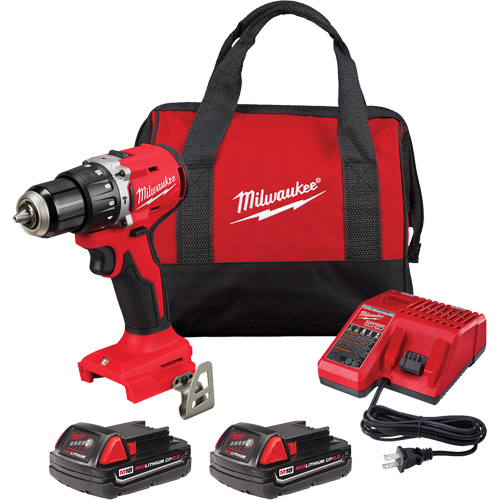 M18 Compact Brushless Hammer Drill/Driver Kit, Lithium-Ion, 18 V, 1/2" Chuck, 550 in-lbs Torque Fastek