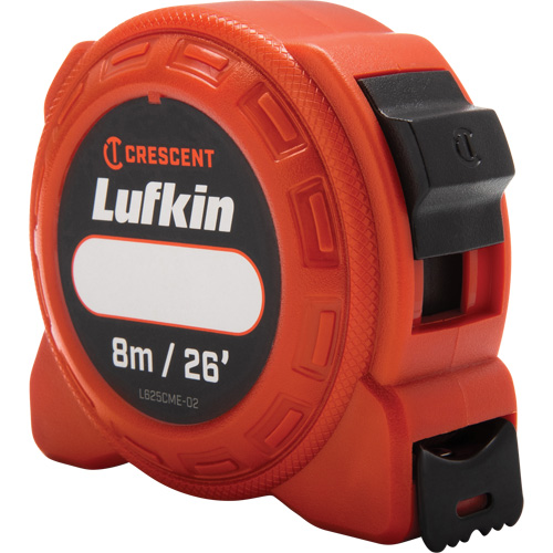 L600 Series Power Tape Measure, 1" x 26'/8 m, Imperial & Metric Graduations Fastek