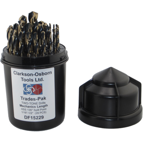 Two-Tone 29-Piece Mechanic's Drill Set, High Speed Steel Fastek