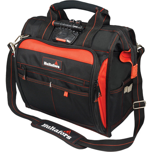Lighted Technician's Tool Bag, Ballistic Polyester, Black/Red Fastek