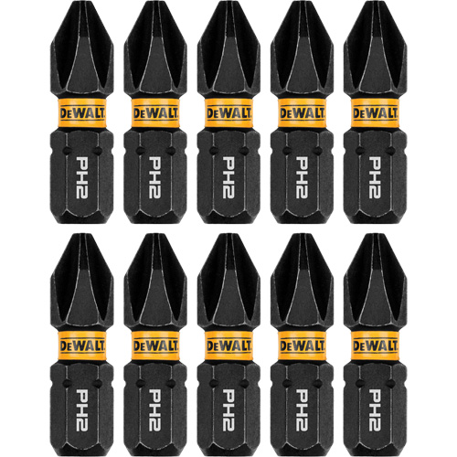 10-Piece FLEXTORQ&reg; Impact Driver Bit Set, Phillips, #2 Tip, 1/4" Drive Size, 1" Length Fastek