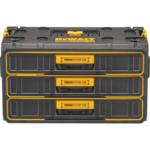 Unit&eacute; &agrave; trois tiroirs ToughSystem 2.0, 21-4/5" x 12-3/10" x 12-3/5", Noir/Jaune Fastek