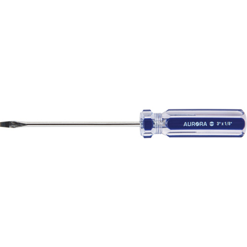 Blue Transparent Striped Slotted Screwdriver, 1/8" Tip, Round, Plastic Handle Fastek