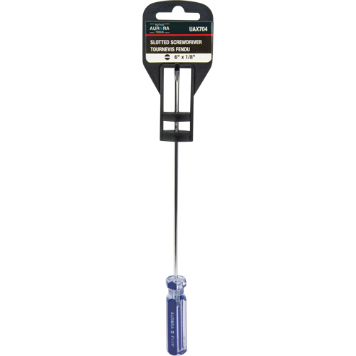 Blue Transparent Striped Slotted Screwdriver, 1/8" Tip, Round, Plastic Handle Fastek