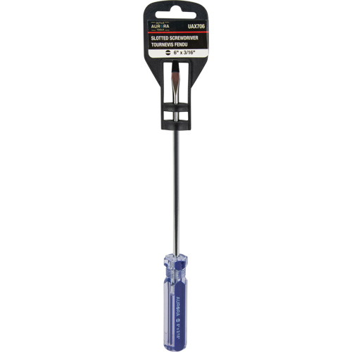 Blue Transparent Striped Slotted Screwdriver, 3/16" Tip, Round, Plastic Handle Fastek