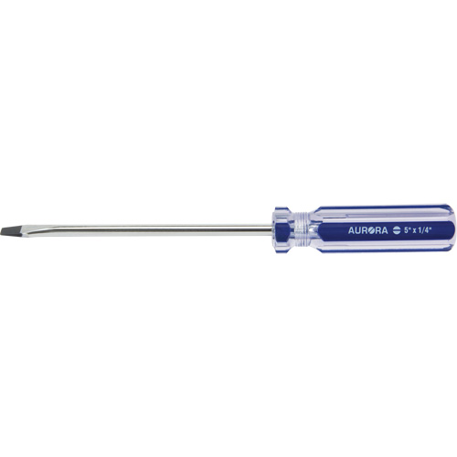 Blue Transparent Striped Slotted Screwdriver, 1/4" Tip, Round, Plastic Handle Fastek