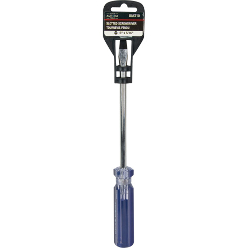 Blue Transparent Striped Slotted Screwdriver, 5/16" Tip, Round, Plastic Handle Fastek