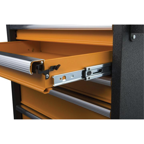 GSX Series Rolling Tool Cabinet, 6 Drawers, 36" W x 18-1/5" D x 37-2/5" H, Black/Orange Fastek