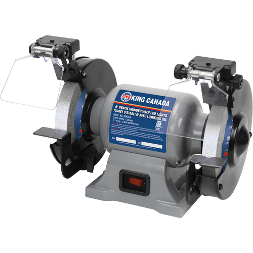 Bench Grinder with LED Lights, 6" Wheel Diameter, 3450 RPM Fastek