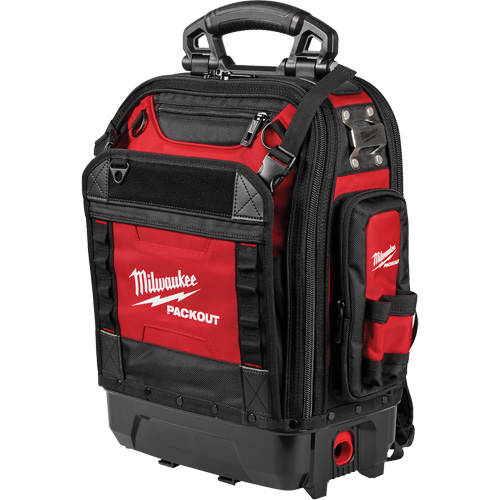 PackOut Structured Backpack, 9-1/2" L x 18" W, Black/Red, Polyester Fastek