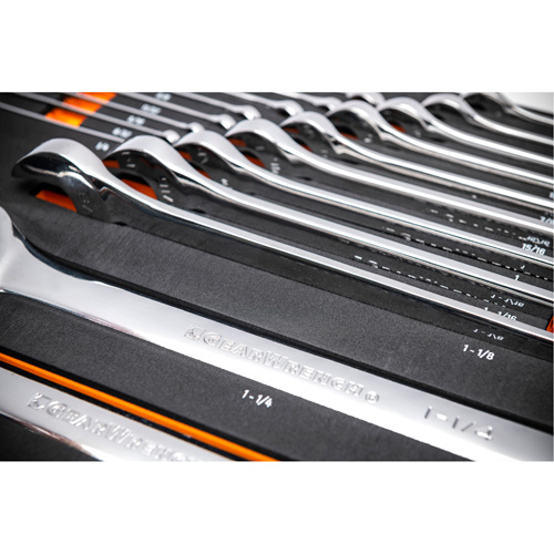 12-Point Long Pattern Combination SAE Wrench Set in Foam Storage Tray, Open-Ended, 19 Pieces, Imperial Fastek