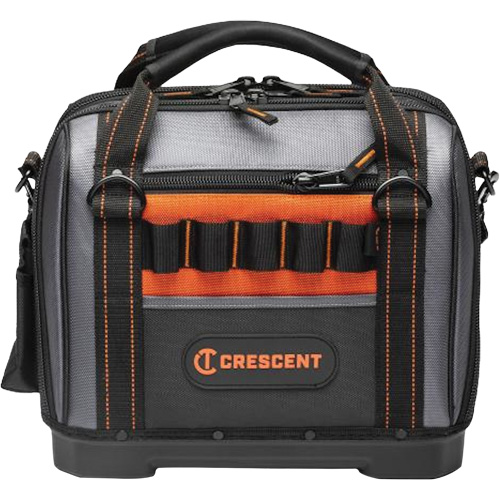 14" Tradesman Closed Top Tool Bag, Polyester, 32 Pockets, Black/Grey Fastek