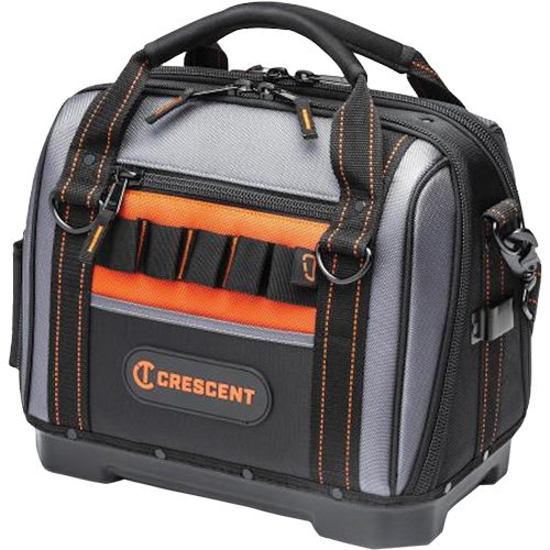 14" Tradesman Closed Top Tool Bag, Polyester, 32 Pockets, Black/Grey Fastek