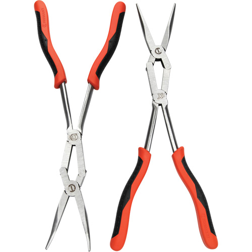 X2 Straight and Bent Long Nose Dual Material Plier Set, 2 Pieces Fastek