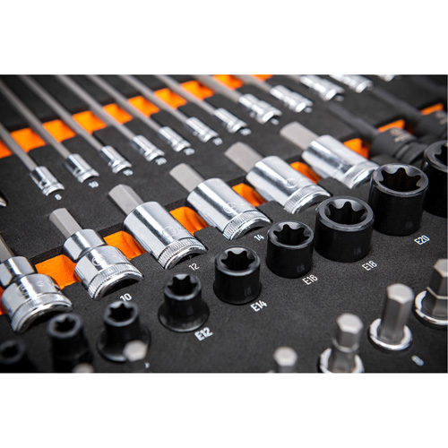Drive Metric Bit Socket Set in Foam Storage Tray, 74 Pcs Fastek