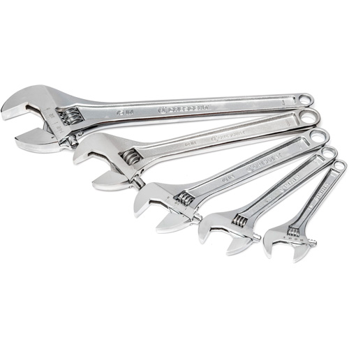 Chrome Wrench Set, Adjustable, 5 Pieces, Imperial and Metric Fastek
