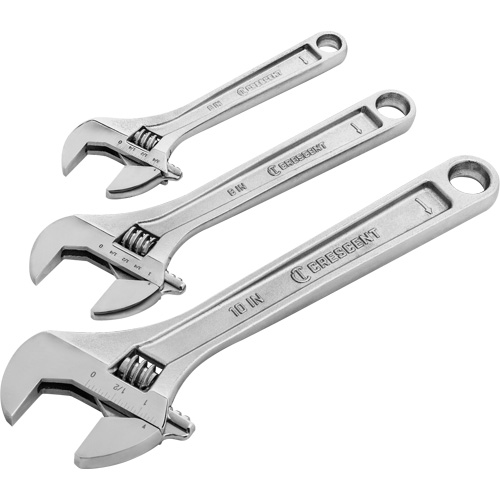 Wrench Set, Adjustable, 3 Pieces, Imperial and Metric Fastek