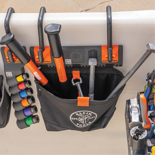 Bucket Work CentreS-Hook Hardware Pouch Module, Nylon, 1 Pockets, Black/Orange Fastek