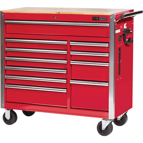 PRC4211 Pro Series Roller Cabinet, 11 Drawers, 42" W x 18" D x Red Fastek
