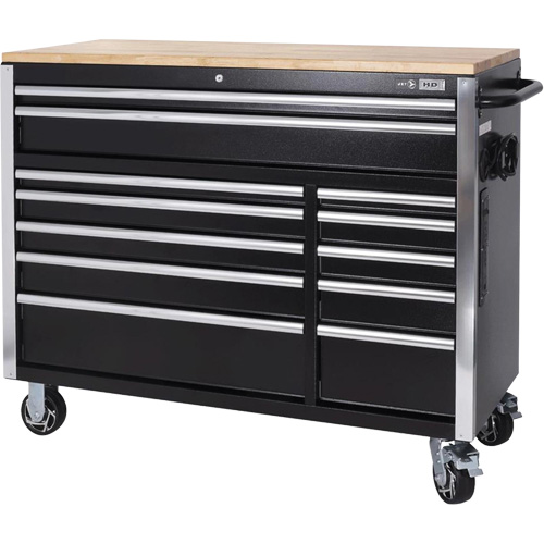 HDRC5212 HD Series Roller Cabinet, 12 Drawers, 51-1/4" W x 21" D x 40-3/10" H, Black Fastek