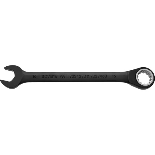 Metric Spline Combination Reversible Ratcheting Wrench, Black/Chrome Finish Fastek