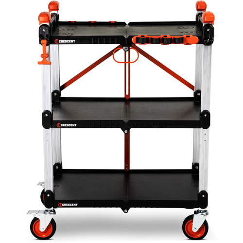 SITERUNNER 3-Shelf Folding Jobsite Cart, 30-3/5" L x 20" W x 42-1/2" H, Black Fastek