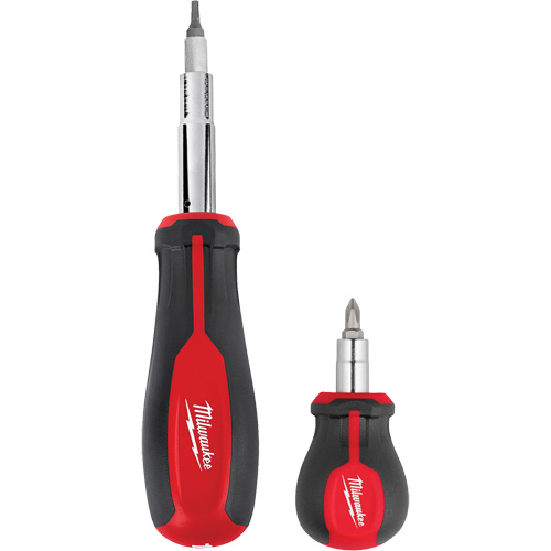 11-in-1 Multi-Bit Screwdriver & 6-in-1 Stubby Multi-Bit Screwdriver Set, 3"/9-4/5" L, Cushion Grip Handle Fastek