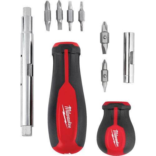 11-in-1 Multi-Bit Screwdriver & 6-in-1 Stubby Multi-Bit Screwdriver Set, 3"/9-4/5" L, Cushion Grip Handle Fastek
