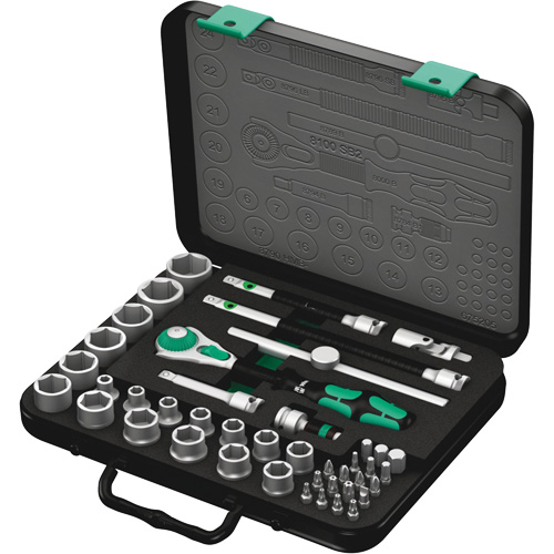 8100 SB 2 Zyklop Speed Ratchet Set, 43 Pcs, 3/8" Drive Size Fastek