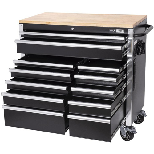 HDRC4112 HD Series Roller Cabinet, 12 Drawers, 41" W x 21" D x 40-3/10" H, Black Fastek