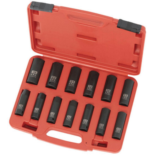 IPS-1312DM Metric Socket Set, 13 Pcs, Impact, 1/2" Drive Size, Deep Fastek