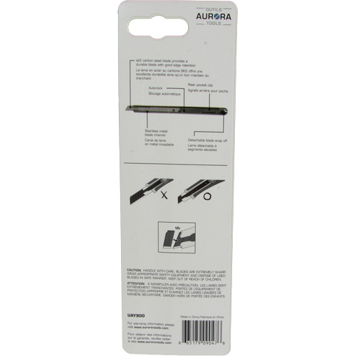 Couteau d'usage g&eacute;n&eacute;ral de 9 mm , Acier inoxydable, Prise en Plastique Fastek