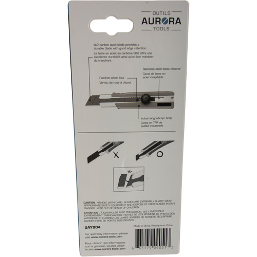 Couteau r&eacute;tractable de 25 mm, Acier inoxydable, Robuste, Prise en Caoutchouc Fastek