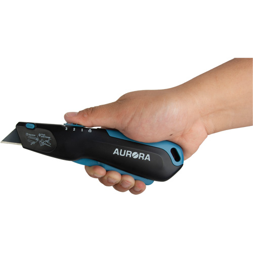 Couteau de s&eacute;curit&eacute; r&eacute;tractable , Acier inoxydable, Robuste, Prise en Plastique/Aluminium Fastek
