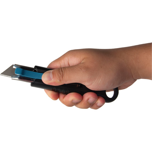 Couteau de s&eacute;curit&eacute; r&eacute;tractable standard, Acier inoxydable, Prise en Caoutchouc Fastek