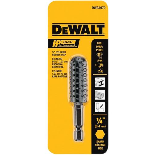 R&acirc;pe rotative cylindrique haute performance 1/2" avec tige hexagonale 1/4" Fastek