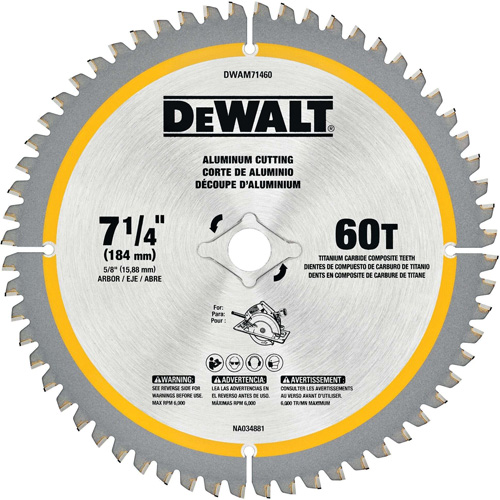 Tungsten Carbide-Tipped Steel Circular Saw Blade, 7-1/4", 60 Teeth, Non-Ferrous Use Fastek