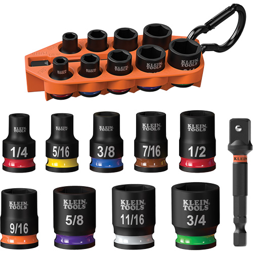 Grab-And-Go Impact Socket Set, SAE, 10 Pcs, Impact, 3/8" Drive Size Fastek