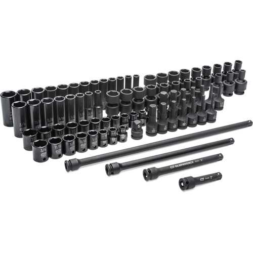 6 Point SAE/Metric Master Socket Set, 80 Pcs, Impact, 3/8" Drive Size, Deep Fastek