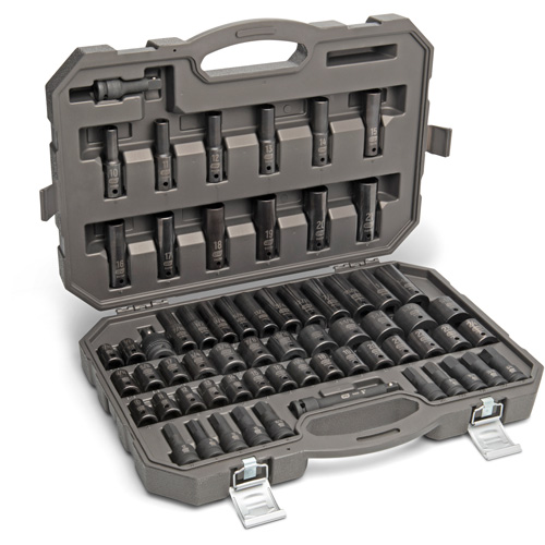 6 Point SAE/Metric Master Socket Set, 80 Pcs, Impact, 3/8" Drive Size, Deep Fastek
