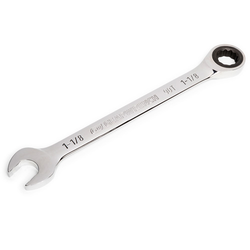 90-Tooth Ratcheting Combination Wrench, 12 Point, 1-1/8", Chrome Finish Fastek