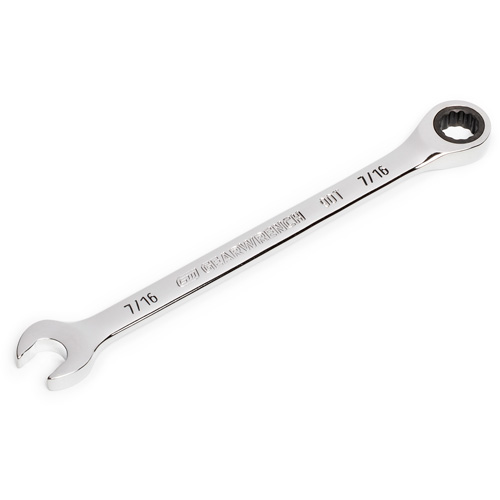 90-Tooth Ratcheting Combination Wrench, 12 Point, 7/16", Chrome Finish Fastek