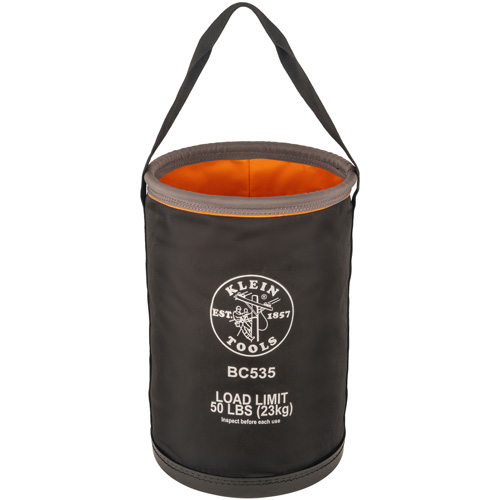 Straight Utility Bucket, 17" L x 12" W x 4" H, Nylon, Black/Grey/Orange Fastek