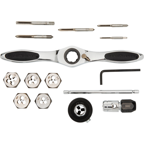 Jeu de tarauds et fili&egrave;res &agrave; cliquet m&eacute;triques, 15 Morcea Fastek