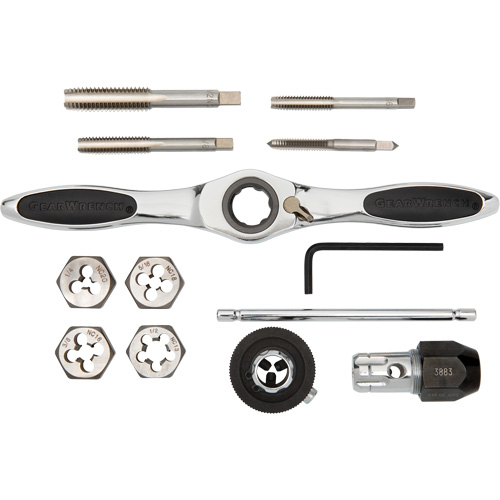 Jeu de tarauds et fili&egrave;res SAE &agrave; cliquet, 13 Morcea Fastek