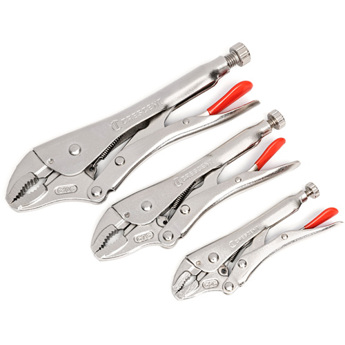Curved Jaw Locking Pliers with Wire Cutter Set, 3 Pieces Fastek
