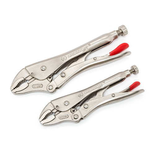 Curved Jaw Locking Pliers with Wire Cutter Set, 2 Pieces Fastek