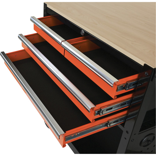 Chariot utilitaire, 4 tiroirs, Noir/Orange Fastek