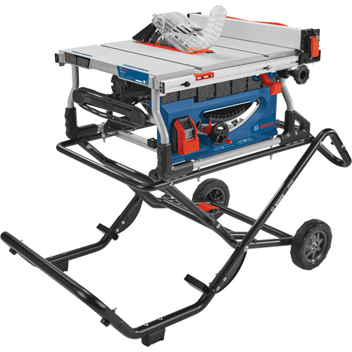 Jobsite Table Saw with Gravity-Rise Wheeled Stand, 120 V, 15 A, 3800 RPM Fastek